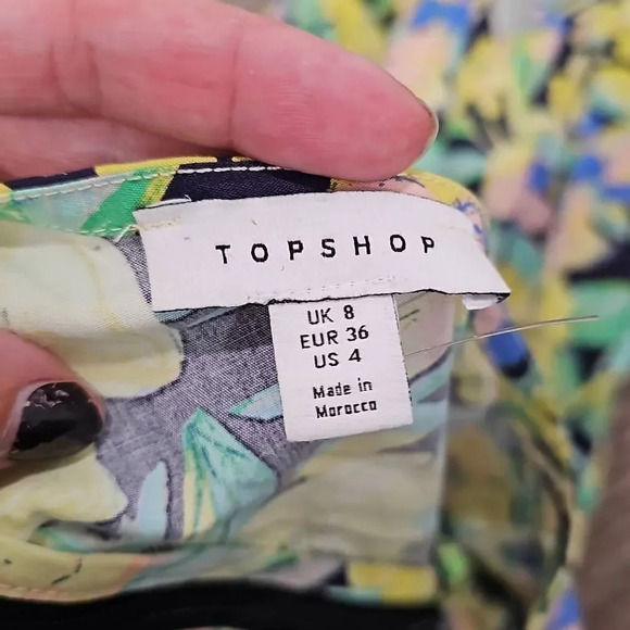 NWOT TOPSHOP cut out side floral poplin mini dress - Picture 9 of 12
